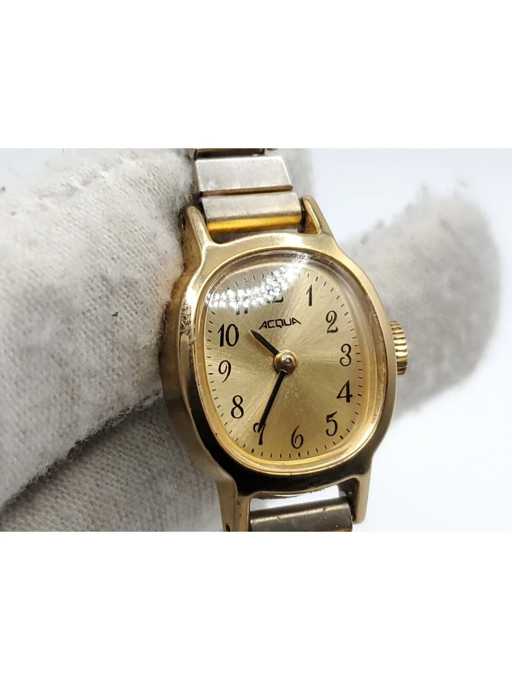 Vintage Acqua Timex Lady Gold Tone Hand-Winding Mechanical Watch Running